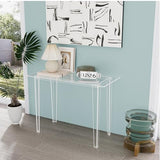 Acryve Acrylic Desk - Clear Acrylic Table, Modern Home Office Study Table, Extended Surface Multi-Purpose Console, Sturdy Lightweight Workstation for Small Spaces (Transparent-L) Acryve