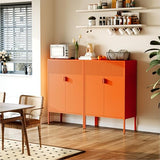 COFaR Orange Metal Storage Cabinet, 47”H Vibrant Coffee Bar & Buffet Sideboard with Adjustable Shelves, Fun Kitchen Organizer, Ventilated Steel Cabinet with Magnetic Doors for Dining Room, Office COFaR