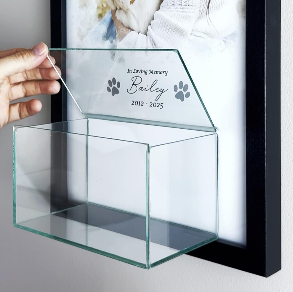 Perfect Cases Pet Memorial Display Case with 8x10 Photo Print and Display Case 7x4x4 Perfect Cases