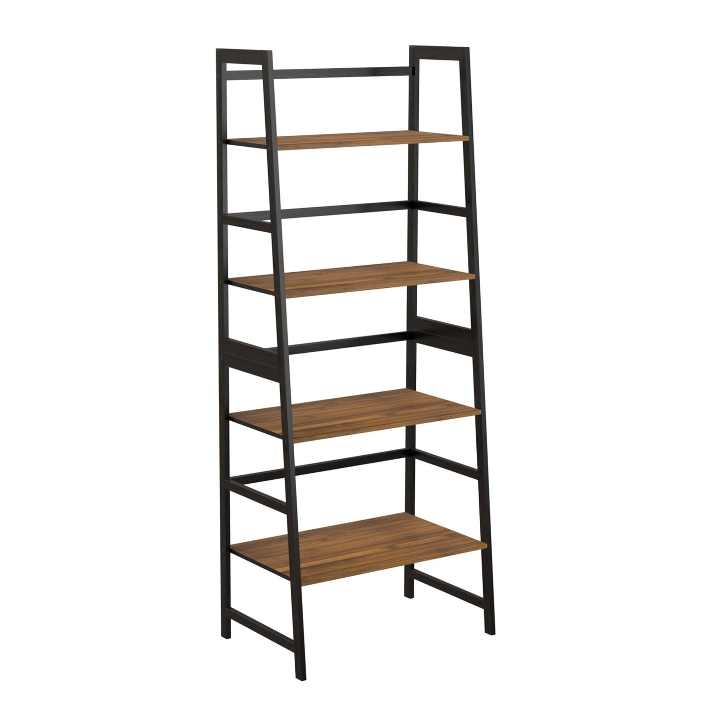 WTZ Bookshelf Bamboo Bookcase Storage Shelves Book case, Ladder Shelf for Bedroom, Living Room, Office (Brown)