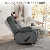 ParlorDream Oversized Rocker Recliner Chair, Overstuffed Extra Wide Manual Rocking Recliner, Adults Chair for Big Man, Reclining Sofa Chairs for Living Room,Grey