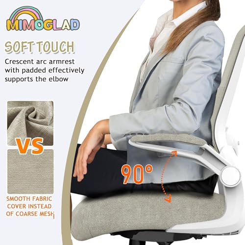 Mimoglad Home Office Chair, High Back Desk Chair, Ergonomic Mesh Computer Chair with Adjustable Lumbar Support and Thickened Seat Cushion (Modern, Beige) Mimoglad