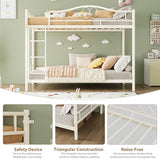 IDEALHOUSE Bunk Bed Twin Over Twin with Ladder & Full Safety Guardrail, Heavy Duty Metal Twin Over Twin Bunk Bed 400 Lbs Load Capacity, Space-Saving, Noise Free, No Box Spring Needed, Easy Assembly, C IDEALHOUSE