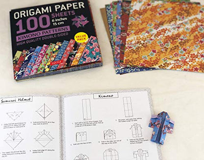 Origami Paper 100 sheets Kimono Patterns 6" (15 cm): Double-Sided Origami Sheets Printed with 12 Different Patterns (Instructions for 6 Projects Included) - WoodArtSupply