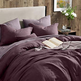 Geniospin Purple Queen Comforter Set - 7 Pieces Egglant Comforter Queen Size, Solid Bedding Set for All Season, Textured Bed in a Bag with Sheets Geniospin