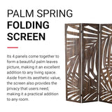 Proman Products - Palm Spring Panel, Wooden Room Divider, Folding Screen Room Divider with Palm Leaf Design (Smoked Brown) Proman Products