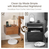 JOINICE Floating Nightstand Set of 2, Mid Century Modern Wall Mounted Bedside Table with Charging Station, Fluted End Table with Storage Drawers for Bedroom, Home Small Space, Cherry, 2 PCS JOINICE