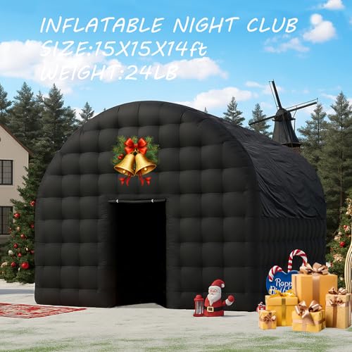 15x15x14FT Large Black Inflatable Tent Includes Blower Square Gazebo Event Room Large Inflatable Party Tent for Backyard,Outdoor EventsParties, Shows, Events, and Commercial Use xmaybang