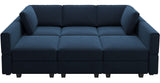 Belffin Modular Velvet Sectional Sofa with Chaise Lounge Sectional Sleeper Sofa with Storage Chaise Bed Couch for Living Room Blue Belffin