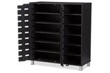 Baxton Studio Shirley Modern & Contemporary Wood 2-Door Shoe Cabinet with Open Shelves, Dark Brown Baxton Studio