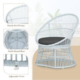 Athena Collection Outdoor Patio Furniture Set Wicker Bistro Set, 3 Piece Conversation Set All-Weather PE Rattan Chairs with Seat Cushions & Glass Table for Porch, Backyard, Black Athena Collection