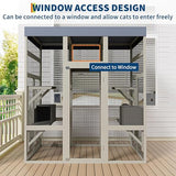 70" Large Outdoor Catio Cat Enclosure, Wood Cat Patio with Waterproof UV-Resistant Roof, Cats Shelter with 5 Platforms and 2 Resting Box, and Secure Rust-Proof Wire for Backyard or Patio GarveeTech