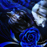 Tuzaovy Wolf Bedding Set King Size,Blue Rose King Size Comforter Set,King Size Wolf Comforter Bed Set,King Quilt Bedding Set Rose,Wolf Bedding Set King Size Animal Print Comforter Set Tuzaovy
