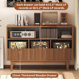 Forrelaxis 48" XL Record Player Stand with 3 Drawers, Mid Century Modern Vinyl Record Storage Cabinet Up to 285 LPs, Turntable Media Console Table for Living Room Bedroom(Walnut) Forrelaxis