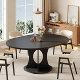 iPormis 43.3-59 Inch Extendable Round Dining Table for 6-8 People, Oval Dinner Table with Adjustable Top and A Stable Round Pedestal Base, Space Saving Wooden Kitchen and Dining Table, Black iPormis