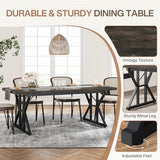 Tribesigns Farmhouse Dining Table for 6 People, 70.8-Inch Rectangular Wood Dining Table, Rustic Kitchen Table with Heavy Duty Metal Legs for Dining Room (Black, 70.8 Inch) Tribesigns