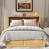 Jotirxe Full Murphy Bed Cabinet: Oak Cabinet Bed with Charging Station, Cube Murphy Beds with Drawers, Modern Hidden Beds for Small Spaces, Guest Room and Office Jotirxe