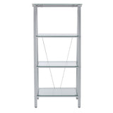 Realspace® Vista 60"H 4-Shelf Glass/Metal Bookcase, Clear/Silver Realspace