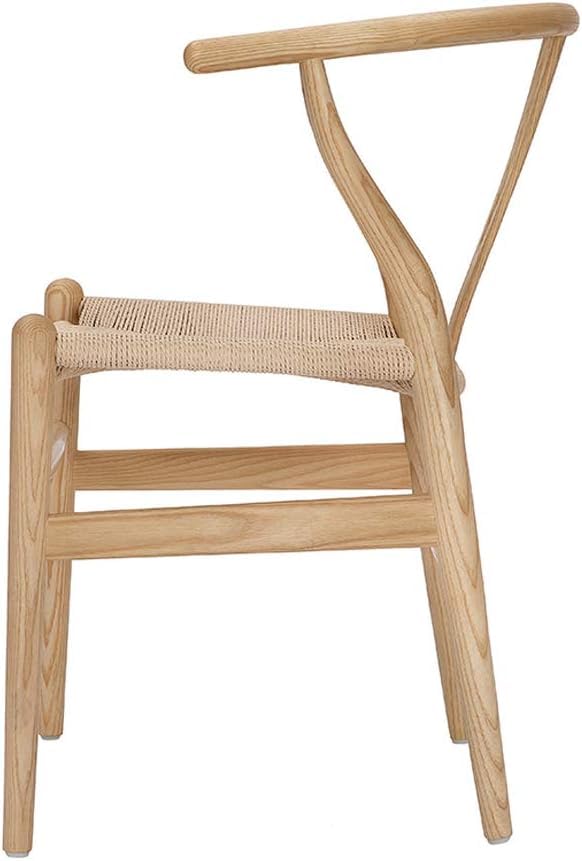 VODUR Wishbone Chair Natural Solid Wood Dining Chair/Hans Vegner Y Chair Rattan and Wood Accent Armrest Chair (Ash Wood + Natural Wood Color - 1 VODUR
