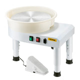 VEVOR 14in/35cm Pottery Wheel for Adults, 0-6in Lift-Table 450W Professional Pottery Kit with Foot Pedal Detachable Basin DIY Art Clay Potter's Wheel for Kids Adults Beginners at Home Pottery, White VEVOR