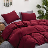 Luxlovery Burgundy Comforter Set Dark Red Bedding Set Full Maroon Marsala Wine Red Solid Soft Breathable Claret Blanket Quilts Maroon Comforter Set Women Girls Luxlovery