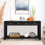 kinbor Long Sofa Table - Black 60 Inch Console Tables for Living Room, Hallway Table with 4 Drawers, Modern Wood Entryway Table with Storge Shelf kinbor