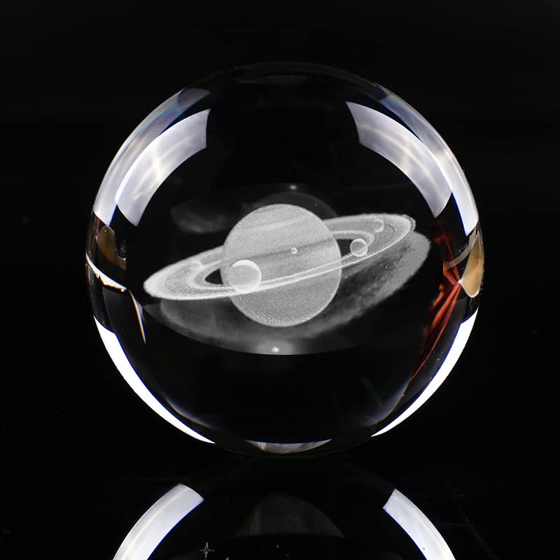 3d Crystal Ball Solar System Crystal Ball with Led Lamp Base - Best Birthday Science Gifts For Man Teacher Boy Kids Girls Men - Galaxy Jupiter Saturn Moon Earth Solar System Space Astronomy Gifts Qianwei