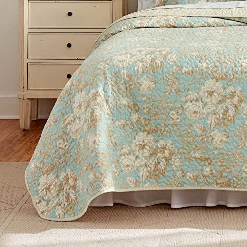 Laura Ashley Home - King Quilt Set, Cotton Reversible Bedding with Matching Shams, Bedroom Decor Ideal for All Seasons (Brompton Green, King) Laura Ashley