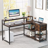 Tribesigns Rustic L Shaped Desk with Drawers and Shelves for Home Office Tribesigns