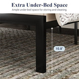 Allewie Twin Size Rustic Platform Bed Frame with Wood Headboard and Metal Slats - Light Brown Allewie