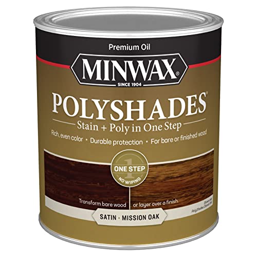 Minwax PolyShades Wood Stain + Polyurethane Finish – Quart, Mission Oak, Satin Minwax