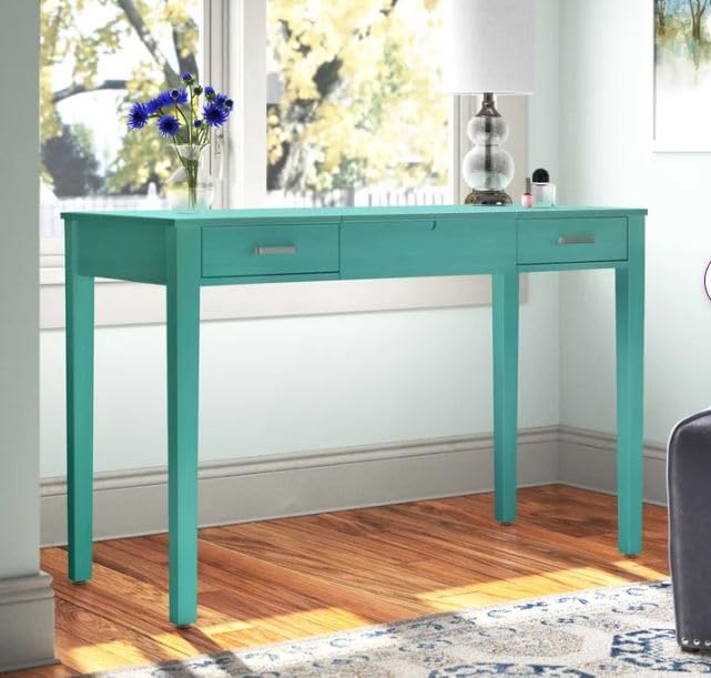 Alveare Home Aimee Makeup Dressing Table with USB and Outlet Vanity Desk, Turquoise Alveare Home