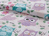 Kids Zone Collection Bedspread Set wls Pink Purple Aqua Blue Singing Owl Music Notes Hearts Flower Leaves for Girls/Teens Multi-Color New # Owl (Full/Queen) Kids Zone Home Linen