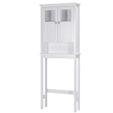 Spirich White Over Toilet Bathroom Storage Cabinet with Glass Doors and Adjustable Shelves Spirich