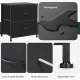 Nightstand, Small 2 Drawer Dresser End Table Bedside Furniture, Wooden Top Fabric Bins for Bedroom, Closet, Entryway, Dorm, 11.8" D x 18" W x 20", Black SageNest