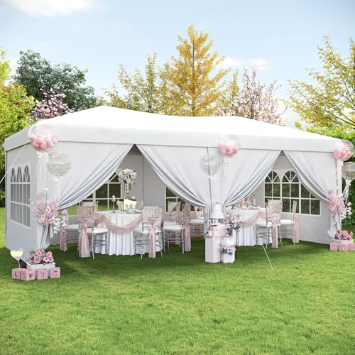 Aoxun 10x20 Pop Up Canopy Tent with 6 Removable Sidewalls, One Push Party Tent Waterproof Outdoor Canopy with 3 Adjustable Height, Portable Tents for Parties, Wedding, Commercial, Market Aoxun