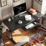 FEZIBO Standing Desk with Keyboard Tray, 63 × 24 Inches Electric Height Adjustable Desk, Sit Stand Up Desk, Computer Office Desk, Black FEZIBO