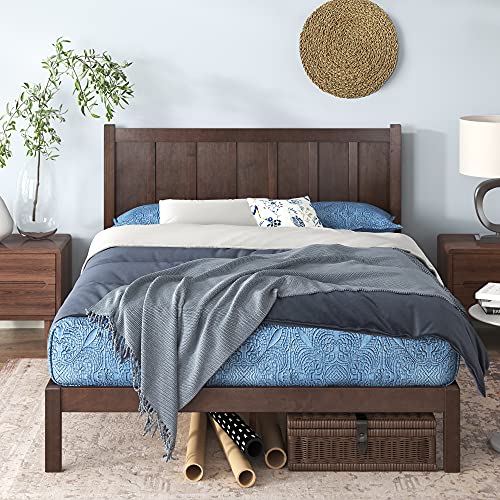 Zinus Adrian King Size Rustic Wood Platform Bed with Headboard – No Box Spring Needed - WoodArtSupply