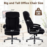 CLATINA Ergonomic Big and Tall Executive Office Chair with Upholstered Swivel 800lbs High Capacity Adjustable Height Thick Padding Headrest and Armrest for Home Office Black CLATINA
