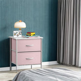 Sorbus Nightstand with 2 Drawers - Kids Bedside Furniture End Table Night Stand - Steel Frame, Wood Top & Easy Pull Fabric Bins - Dresser & Chest for Home, Bedroom Accessories, Office & College Dorm Sorbus