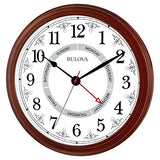 Bulova Daily Wall Clock, Model C4804 | Brown Cherry Finish | Modern Design | Large Easy-to-Read Numerals | Quartz Movement | Battery Operated Bulova