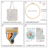 Louise Maelys Embroidery Kit Canvas Tote Bag for Beginners,Cross Stitch Kits for Adults,DIY Crafts Needlepoint Include Hummingbird Floral Pattern,Women Shopping Reusable Grocery Bags