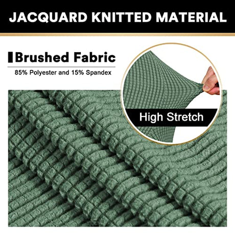 PrinceDeco Stretch Futon Slipcover Armless Futon Bed Cover Furniture Protector Without Armrests with Elastic Bottom for Kids, Soft Jacquard Fabric Small Checks, Machine Washable, Loden Frost PrinceDeco