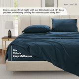 LANE LINEN 100% Cotton Twin Sheet Set – Pre-Washed Cooling Sheets in Soft Percale Weave for Restful Sleep, Fade Resistant Everyday Comfort, Fully Elasticized 15” Deep Pocket, No Pill – Estate Blue LANE LINEN