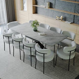 Modern Dining Table Set for 10,Expandable Dining Room Table Set,6-10 People Kitchen Table and Chairs Set with 63-78 in Marble Dinner Table Round Upholstered Boucle Chairs Ideal for Dining Room,Kitchen Hilknen