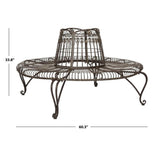 SAFAVIEH PAT5019A Collection Abia Antique White Wrought Iron 50" Outdoor Tree Bench SAFAVIEH