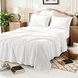 REDASW 100% Egyptian Cotton Sheet Set 4 Pcs Queen Size Sheets 1000 Thread Count Breathable Soft Bedding Set Fitted Sheet with 16" Deep Pocket (Queen, White) REDASW