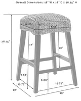 Crosley Furniture Edgewater Backless Counter Height Bar Stools Set of 2 with Handwoven Natural Fiber Rattan, Seagrass Crosley Furniture