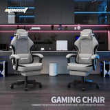 Opiesit Gaming Chair,Computer Chair with Pocket Spring Cushion,Ergonomic Office Chair with Footrest,Height Adjustable Video Gamer Chair with Lumbar Support for Adults (No Massage, Grey) Opiesit