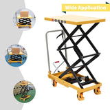 Purptarol Hydraulic Scissor Lift Table, 770lbs Capacity 51" Adjustable Height Double Scissor Hydraulic Lift Table with Wheels for Material Handling and Transportation Purptarol